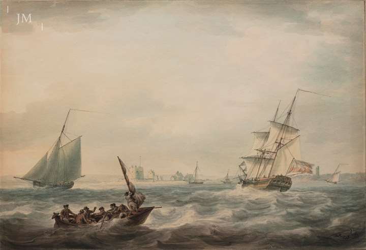 Sailing boats off Calshott Castle from the Northward